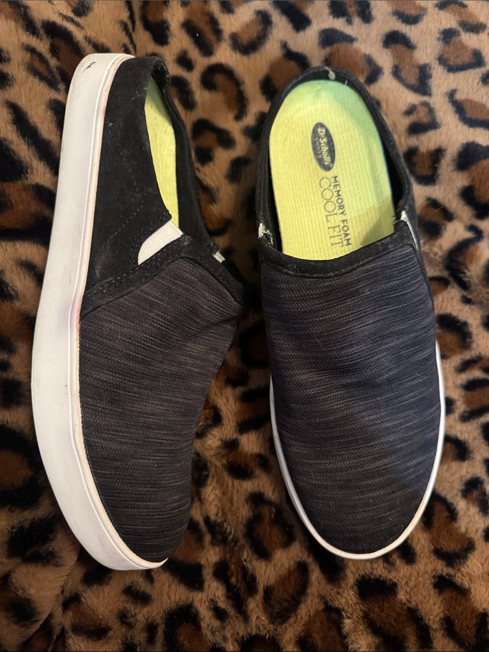 Dr. Scholl's Black Slip-On Memory Foam Sneakers with White Sole